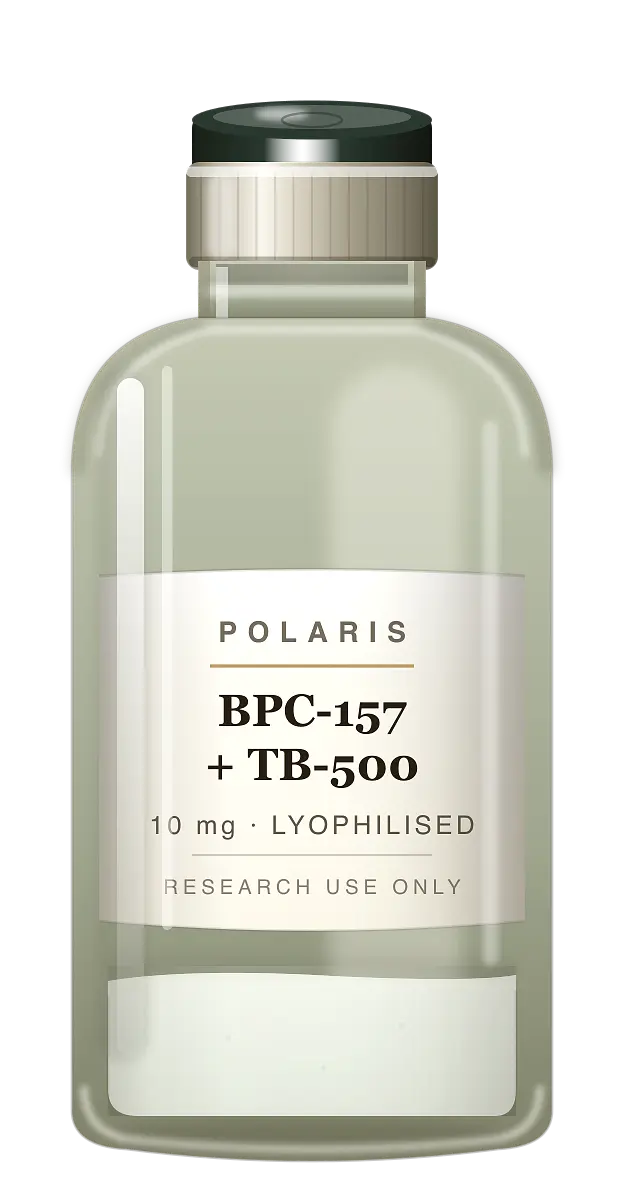 BPC-157 + TB-500 research peptide vial · Polaris Research